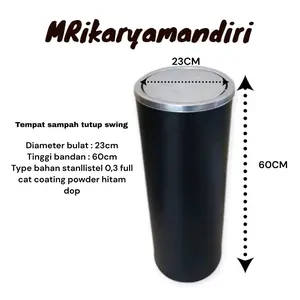 Tempat Sampah Stainless Steel 23x60 cm Tutup Swing Goyang Cocok untuk Rumah & Kantor Diameter 23cm Tinggi 60cm Bahan Stainless Steel Tahan Lama