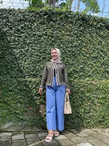 Celana Wanita Jeans Kulot Jumbo Cargo Luna & Begy Pants Highwaist Pinggang yang Dapat Diisesuaikan - Baggy, Panjang Abu Fit