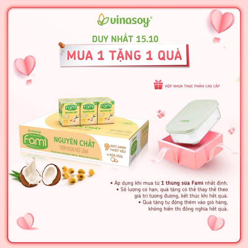Thùng sữa đậu nành Fami Nguyên Chất vị Sữa dừa (36 hộp x 200ml)