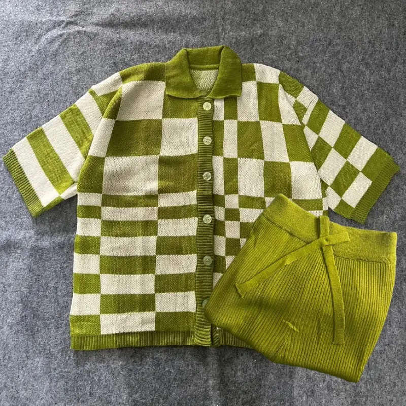 one set setelan Fuji outher polo cardi oversize dan kulot rajut premium Lengan pendek 5