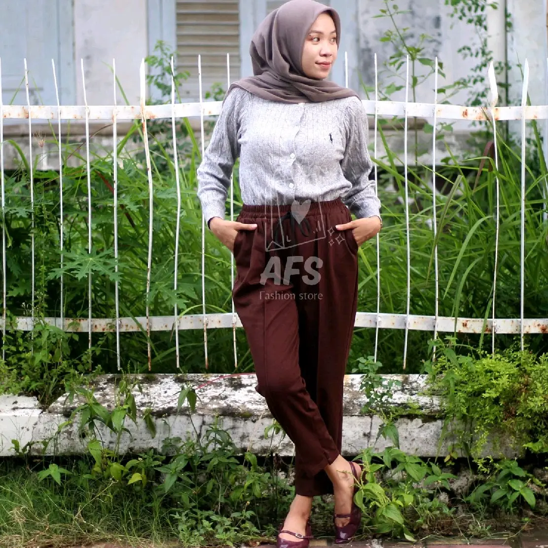 AFS STORE Celana Baggy Pants Bahan Paraguay Halus Pinggang Karet Melar oro Slim Katun