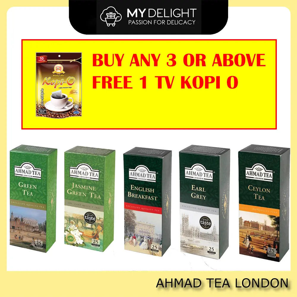 Ahmad Tea Classic & Fruit Tea 25's Foil Teabags Earl Grey Jasmine Green Tea Ceylon English Breakfast Halal