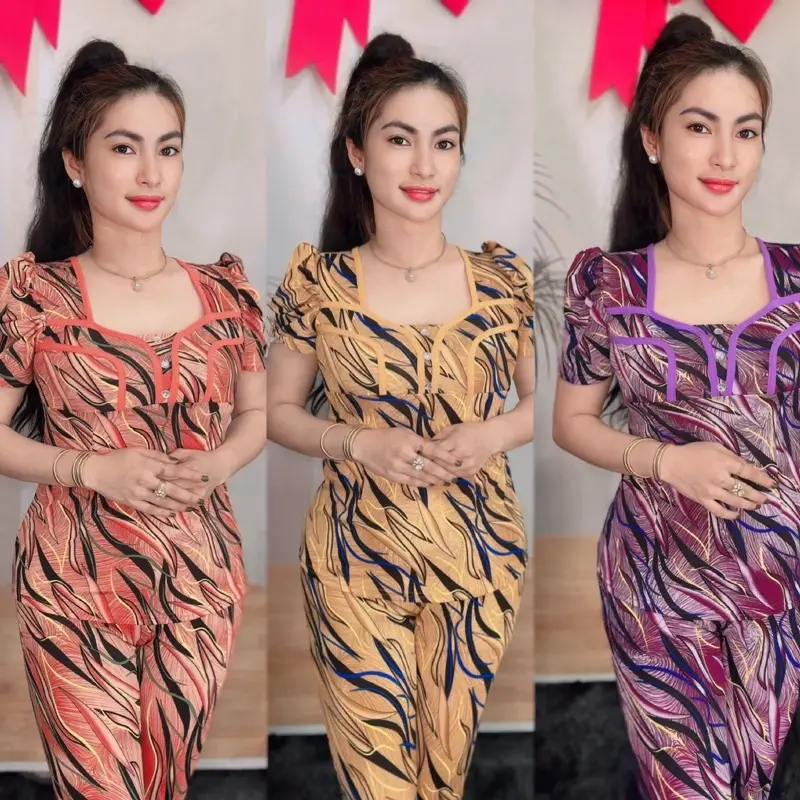 XÃ KHO { Quần Dài Ống Ôm} thun aty tơ Cổ vuông phối viền Size 12345