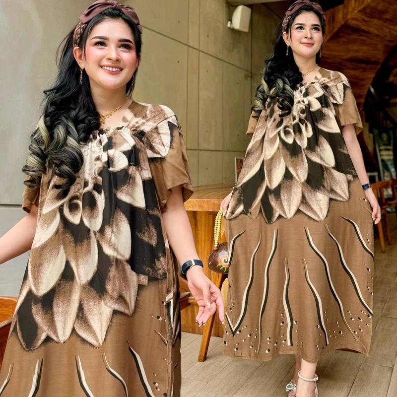 Product Introduction of Daster Fuji Jumbo Motif Cinderella Rayon Super Bumil Panjang Wanita Polos Bunga 3