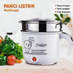OMICKO Panci Listrik Multifungsi OM 057 - Diameter 18 cm, Anti Lengket, Bertegangan Rendah, Garansi Resmi, Cocok untuk Memasak Berbagai Makanan