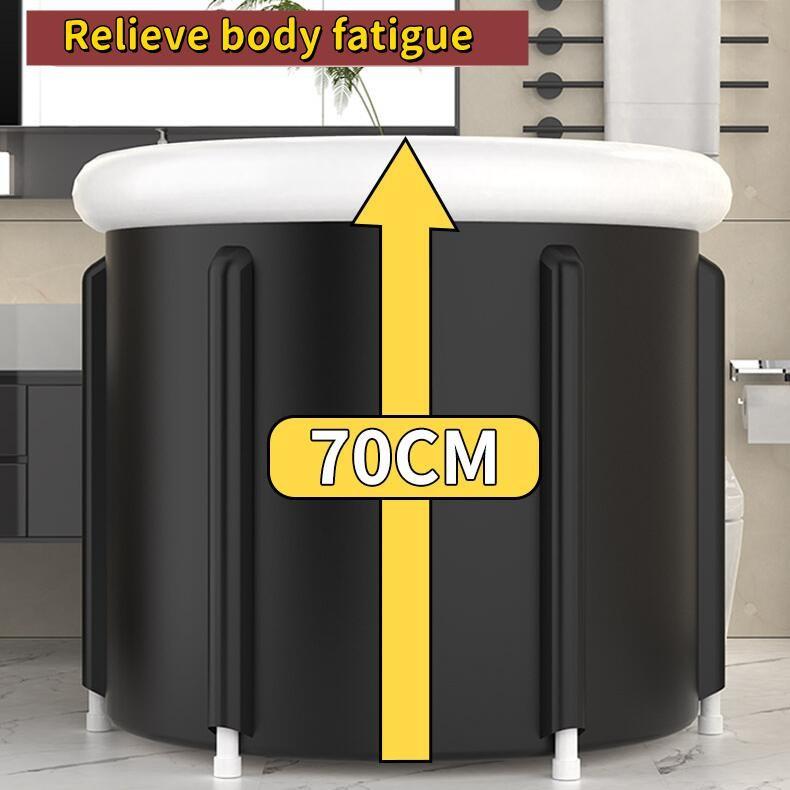 Product Introduction of 【SG STOCK】Portable Ice Bathtub Therapy Foldable for Hot Bath for Small Space,black(227.6 x 31.5 in) Set Cushion 37