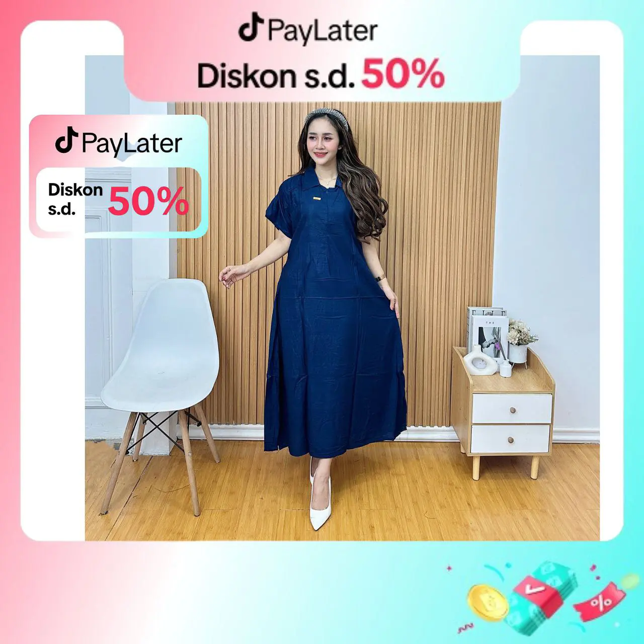Daster Wanita Terbaru Nyaman Busui Resleting Depan Baju Dinas Tidur