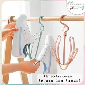 PSM - Jemuran Gantungan Hanger Sepatu Dan Sandal RANDOM warna Pink Hijau