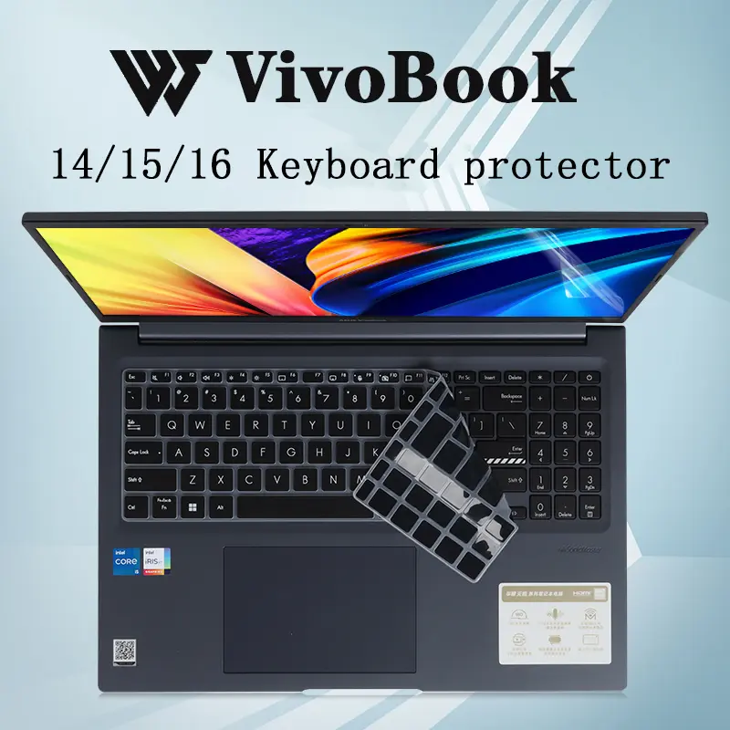 Pelindung Papan Kekunci Komputer Riba, Serasi dengan Vivobook 16/15/14, Pencegahan Habuk, Kalis Air, Tahan Noda, Sarung Papan Kekunci Silikon, Untuk 2022-2024 vivobook14 / vivobook15 / vivobook16, Penutup Papan Kekunci