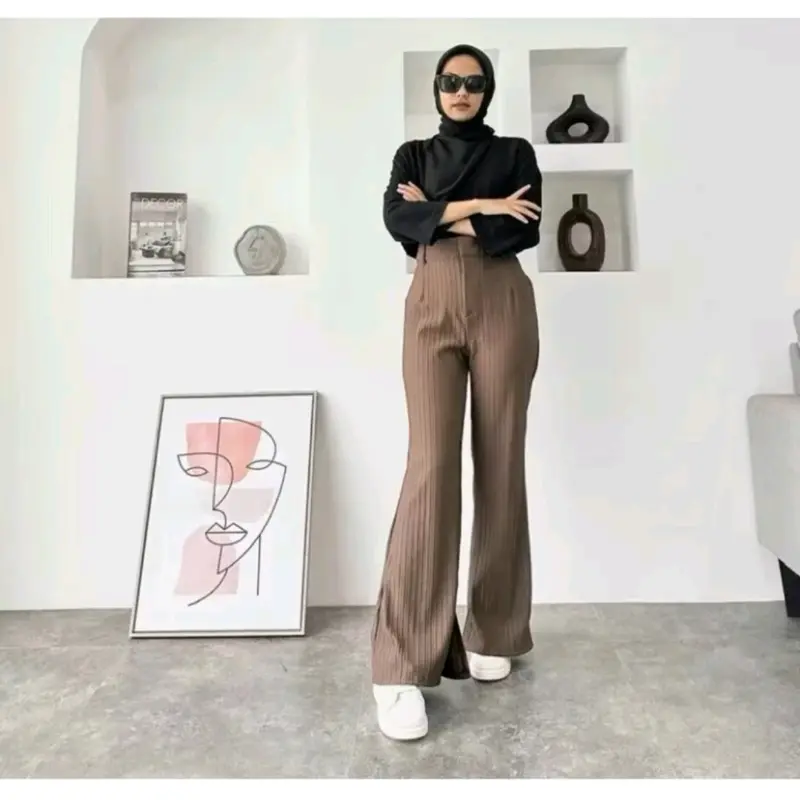 CELANA CUTBRAY KNIT WANITA KULOT Higwais  Panjang Nyaman knit cutbray wanita premium 4