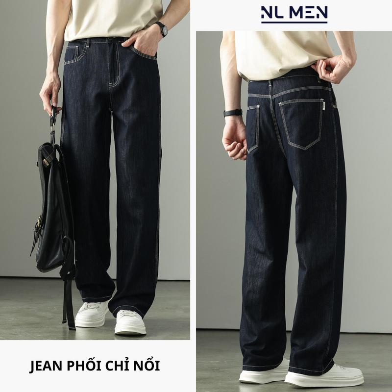 Quần Jean Suông Ống Rộng Màu Đen Chỉ Vàng,Xanh Bụi Vintage Phong Cách Hàn Quốc Chất Liệu Jean Mềm Mại Kiểu Dáng Rộng Rãi Thoải Mái