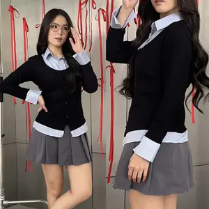 Missie - Elanor Kemeja Blose wanita Slim Fit Long Sleeve Kombinasi 2 Warna