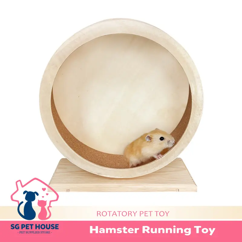 [SG Stock] Hamster Roller Wheel Wood Silent Running Toy Guinea Gerbi Rotatory Pet toy