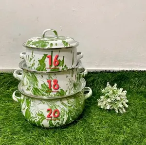 Panci Enamel Blirik 3 Susun Plus tutup blirik hijau panci serbaguna Aluminium wajan viral