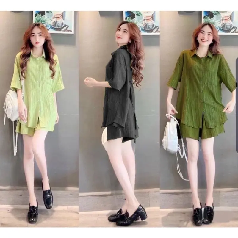 Fashion Setelan Kekinian One Set Cringkle Airflow Premium Atasan Baju Celana Lembut 8