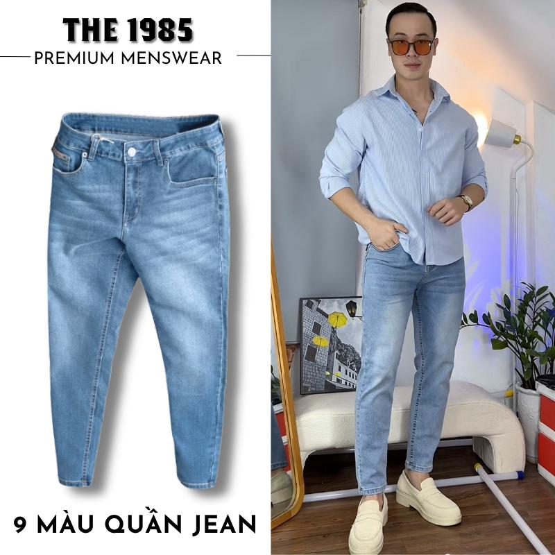 Quần JEAN nam BIGSIZE form dáng SLIMCROP cạp cao ống đứng ôm nhẹ lịch lãm chuẩn dáng, Menswear pant hàng cao cấp chất vải denim cotton Lưng Cao Có Túi slim fit jeans caocap quanjeans