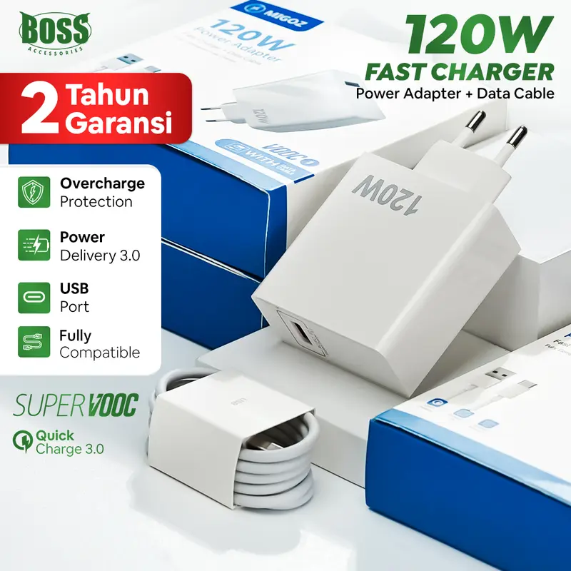 Migoz Charger Smartphone 120W Micro dan Type C Fully Compatible Fast Charger 0