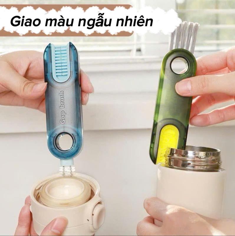 Cọ Vệ Sinh Rửa Ly Đa Năng 3 In 1 Dụng Cụ Vệ Sinh Cốc Bình Sữa Bình Nước Xoay 360 Nhỏ Gọn Bỏ Túi Tiện Lợi Chất Liệu ABS PP PET Màu Xanh Xám Hồng Kích Thước 12x4cm