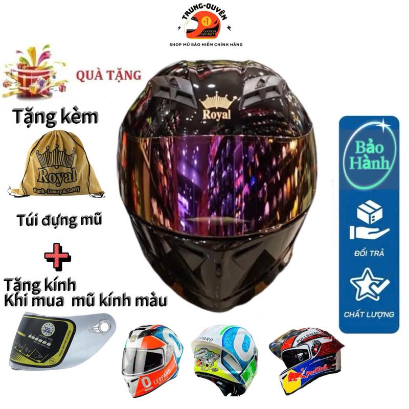  Mũ Bảo Hiểm Fullface 2 kính Royal M266 Mua mũ Bản Màu Tặng kèm Kính & Tặng túi đựng mũ tiện lợi  Helmet 