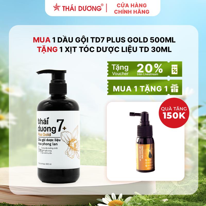 [Combo Sale] Mua 01 Dầu gội dược liệu Thái Dương 7 Plus Gold (Chai 500ml, Hoa phong Ian)Tặng 01 Xịt tóc Dược liệu Thái Dương (Hộp 1 lọ x 30ml)
