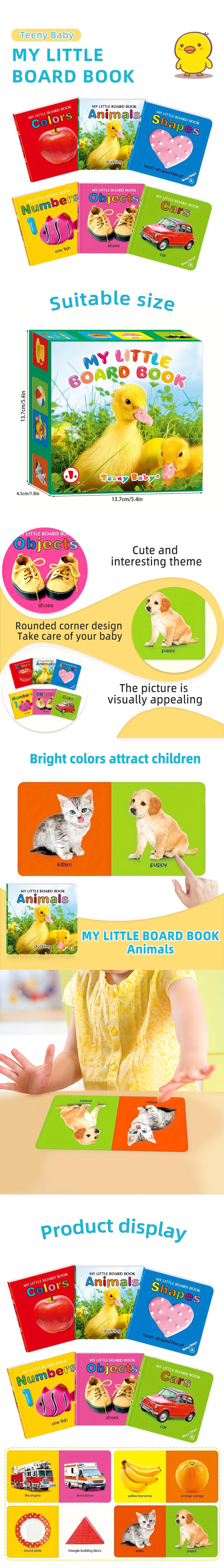 Product Introduction of 1 Box Of 6 Children's Cognitive Small Card Books - Square Box 0
