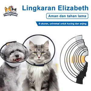 Collar Pelindung Elizabeth untuk Kucing & Anjing, Pelindung Leher Hewan Peliharaan, Multi Ukuran, Aman & Nyaman