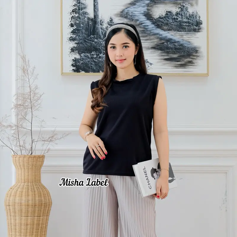(PREMIUM) Inner Tanpa Lengan Bahan Knit Mango Premium By Misha Label 1