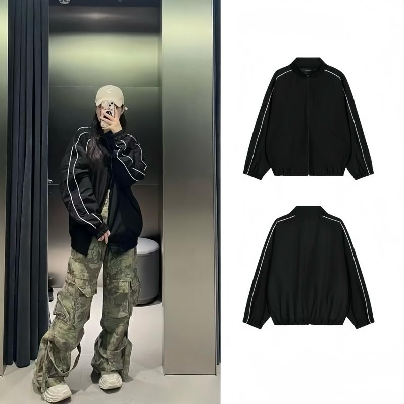 Áo Khoác Gió 2 Sọc Gân Tay Nam Nữ Cặp Đôi Kiểu Dáng Bomber form Rộng (Vải Dày Dặn,Chống Nước)