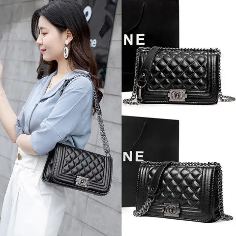 Hong Kong Charles & Amp; Keith Bag Women's 2024 New Fashionable Korean Style Diamond Chain Bag Women's Pouches Shoulder Bag Messenger Bag