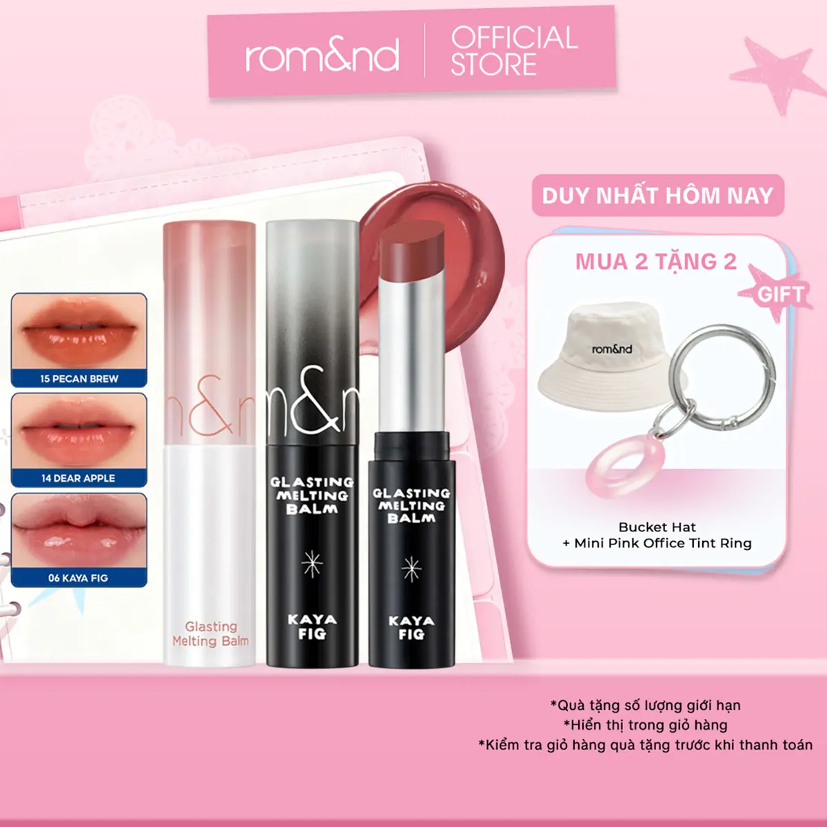 Son Dưỡng Trang Điểm Có Màu Thuần Chay Romand Glasting Melting Balm 3.5g Cosmetic Mỹ Phẩm