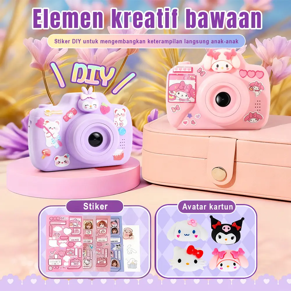 Promo! Kamera Anak Lucu Tanpa Memori - Mainan Edukasi Termurah, COD Bisa 12MP, 720p Video 20+ Filter Lucu, Bisa Rekam Video, Hadiah Spesial Warna Pink Tersedia, Cocok Usia 3+