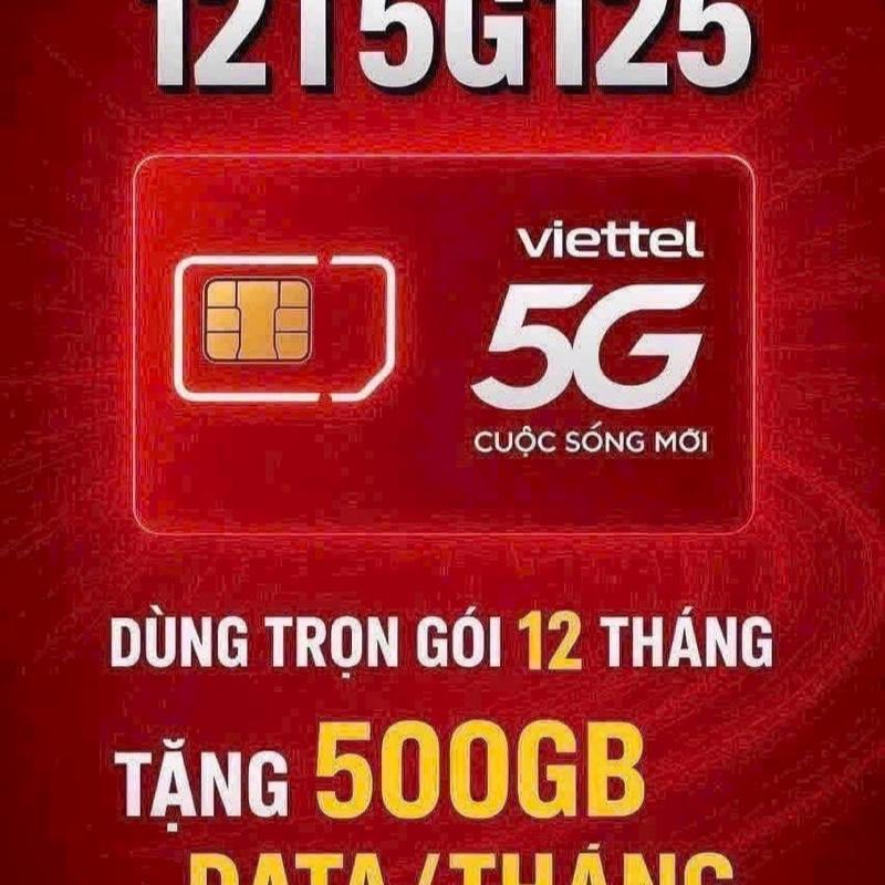 [Voucher độc quyền] Gói 12T5G125 Viettel - 6000GB/năm data 4G/5G tốc độ cao/ 360 ngày - 500GB/tháng -  lắp là dùng