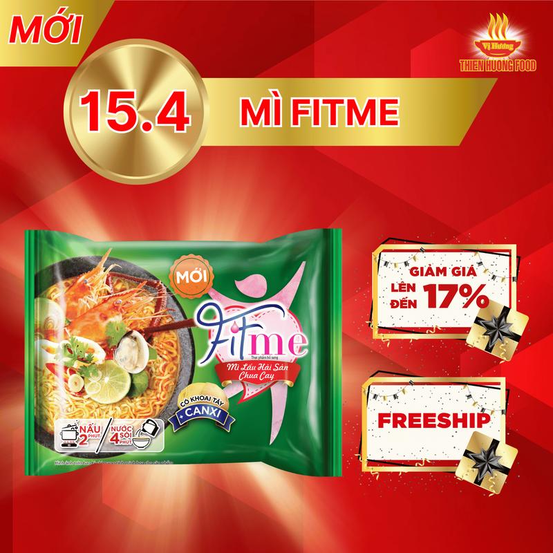 TẶNG KÈM 6 HỘP NHỰA SIÊU ĐẸP - Thùng 36 Gói Mì Lẩu Hải Sản Chua Cay Fitme Có Bổ Sung Khoai Tây+Canxi 80g/gói