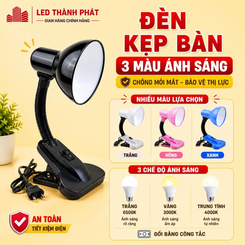Đèn KẸP BÀN chống cận SV01 nhỏ gọn cho bàn gấp kèm bóng LED 5W tiết kiệm điện năng, bảo vệ thị lực