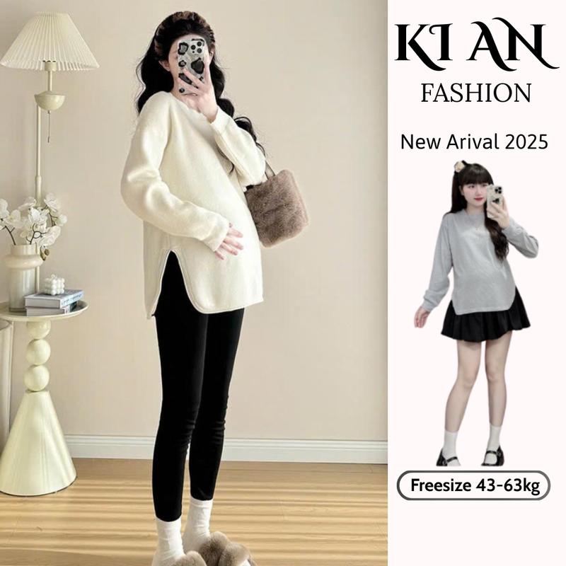  Áo Bầu giữ nhiệt Nhung tăm nỉ Ki An cổ 3 phân xịn xò ảnh thật cận chất freesize 43-68kg Nữ Women 