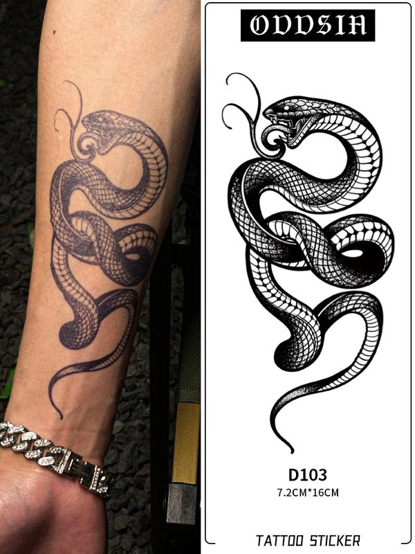 Hình Xăm Dán Tạm Thời Thiết Kế Hình Rắn, Không Thấm Nước, Lâu Trôi, Kéo Dài Trong 15 Ngày
