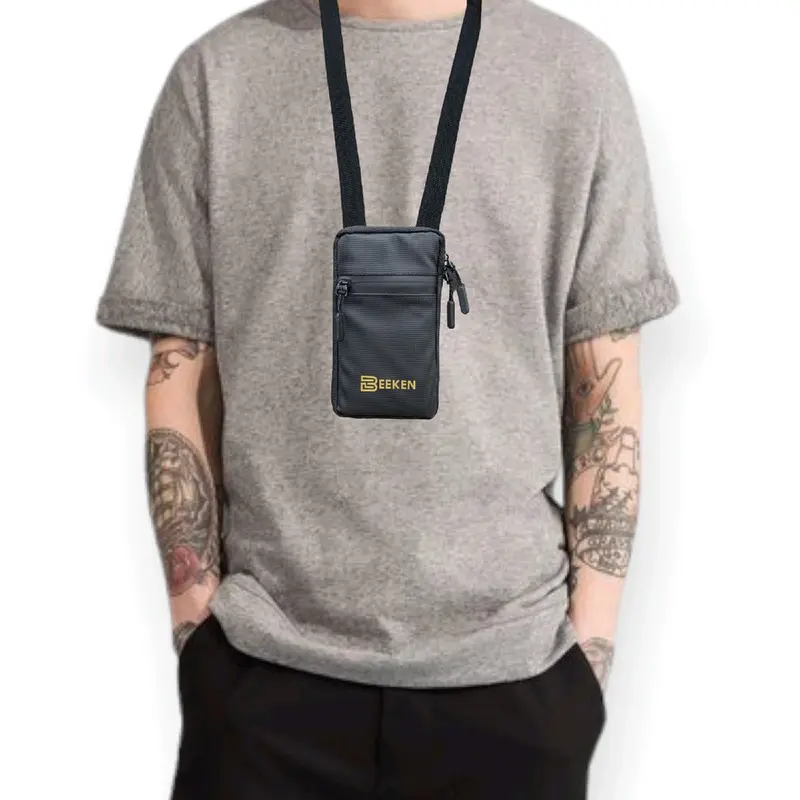 Tas hp - hanging wallet - dompet kartu & hp - tas selempang pria - ABU Hitam 1