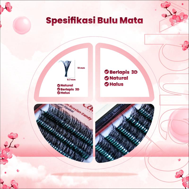 Product Introduction of CANDY EYELASH BULU MATA DD - CURL RUSSIAN 9MM - 14MM DAN MIX Bulumata Waterproof 25