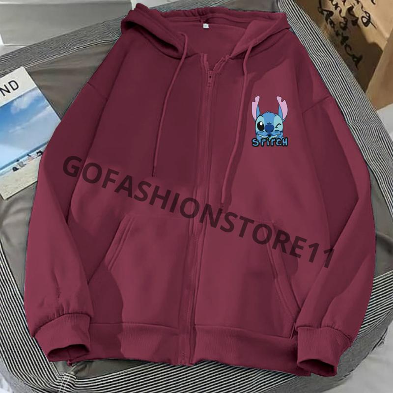 Jaket wanita korean style Stitch size L XL XXL jaket hoodie cewek jaket zipper wanita hoodie zipper wanita hoodi cewek terbaru 2023 hoodie zipper wanita tebal sweater zipper wanita sweater resleting wanita dewasa sweater resleting keren cewek bisa COD-GFR 7