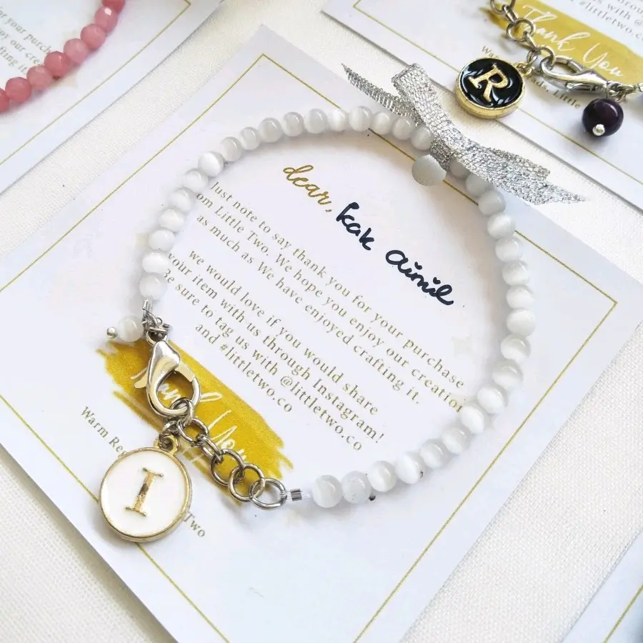 White Cat Eye - Gelang batu - 4mm