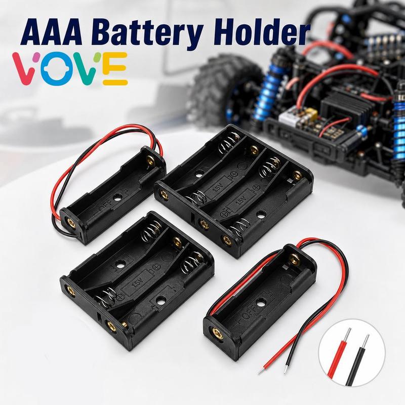 Hộp đựng pin AAA kèm nắp và công tắc cho 1, 2, 3, 4, 6 hoặc 8 viên pin với dây…