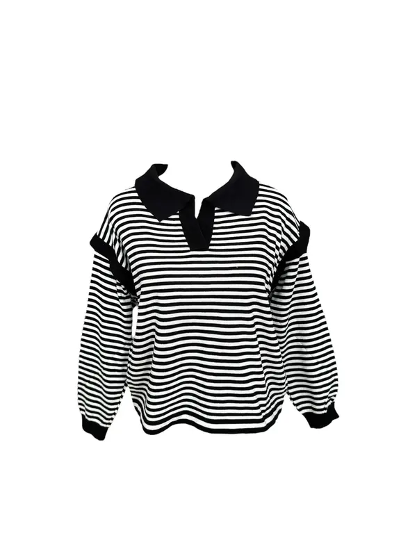Atasan Wanita Garis-garis Collar /T-shirt Wanita /Mories Fashion 1
