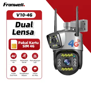 [4G SIM CCTV] Pakai Kartu SIM Kamera Pengawasan Rumah Lensa Ganda Anti Air Hitam Outdoor Dual Lens CCTV Camera HD Penglihatan Malam Kamera keamanan Audio Dua Arah