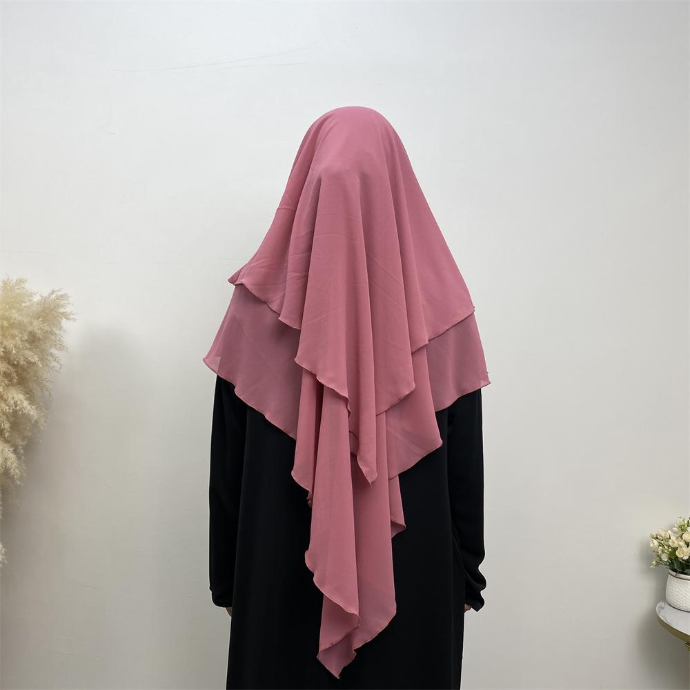 2305# Chiffon 2 Layers Eid Khimar Solid 19 Color（Light And Thin） - CHAOMENG MUSLIM SHOP