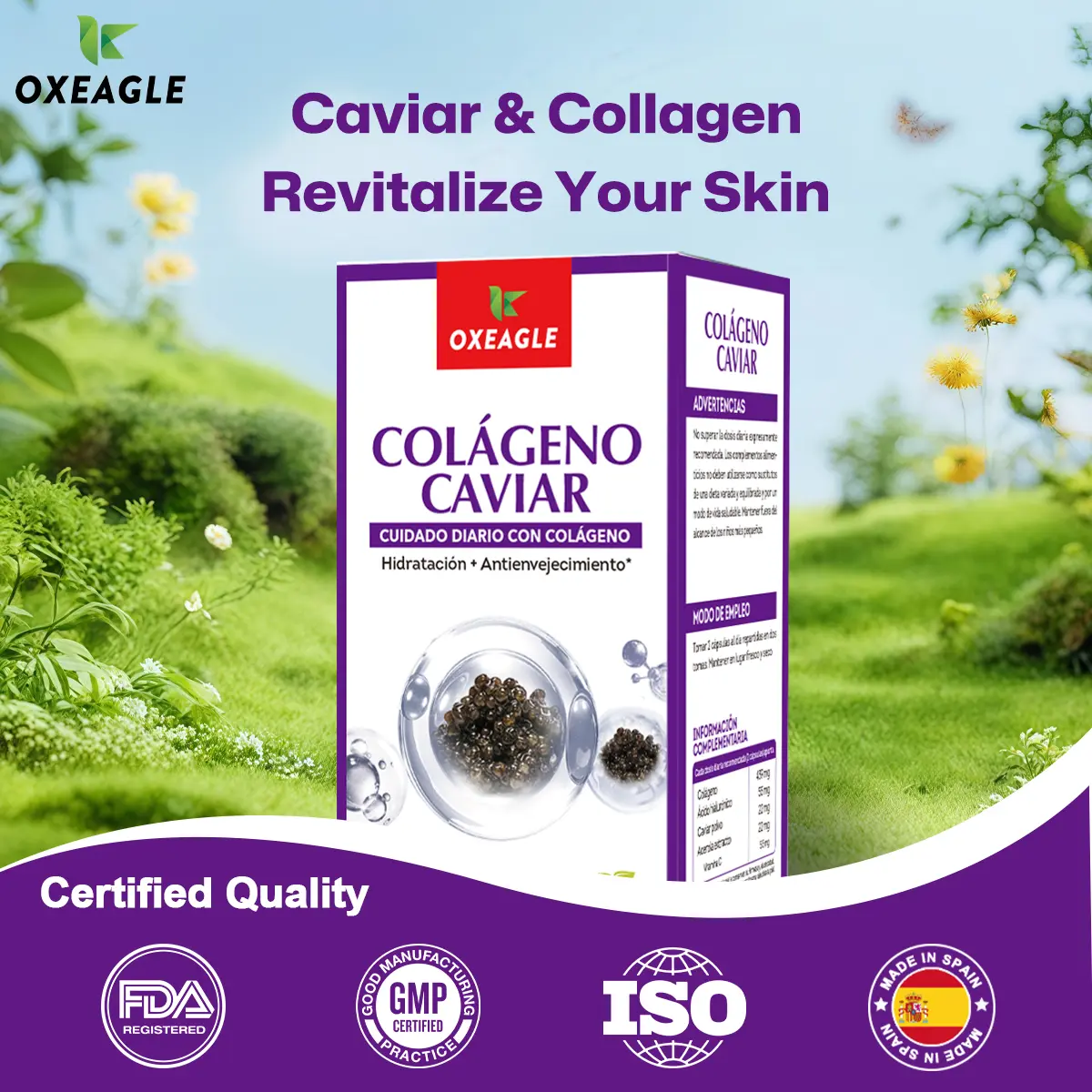 3 Bottles【Sotya Oxeagle】Black Gold Caviar+Collagen+Vitamin C Supplement | Natural Antioxidant | Enhance Skin Radiance | Reduce Fine Lines | Skin Health | 180 Capsules | 60-Day Supply