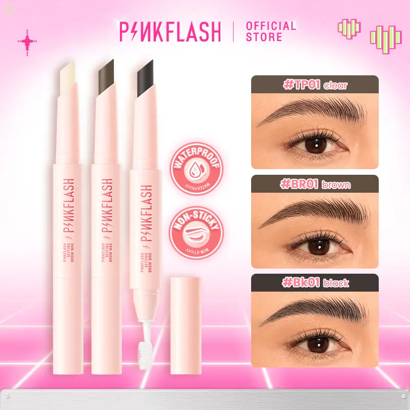[Official] PINKFLASH 2-in-1 waterproof sculpting brow wax with Brush Long-lasting Styling Eyebrow Soap Alis Pencil