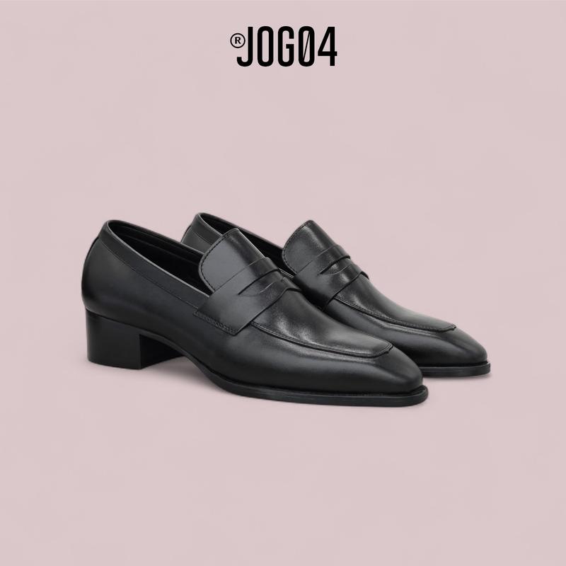 Giày Loafer high heel JOG04 - thiết kế hiện đại , da bò mộc , đế phíp gỗ cao 4,5cm ( HH1 )