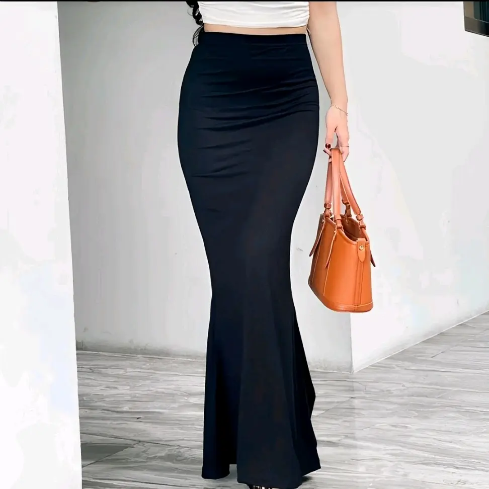 Rok Mermaid Belle Skrit - Rok Mermaid Casual Grace - Rok Cutbray Wanita Bahan Scuba Panjang skirt lunar flare Bawahan