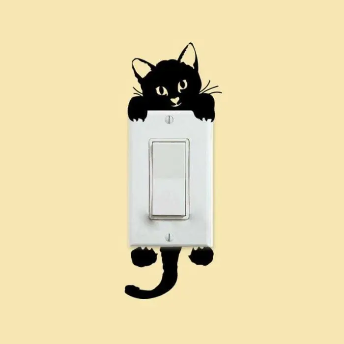 CEKOUT!! Sticker Saklar Lampu Lucu Imut Kucing Tidur Wallpaper Dinding 2