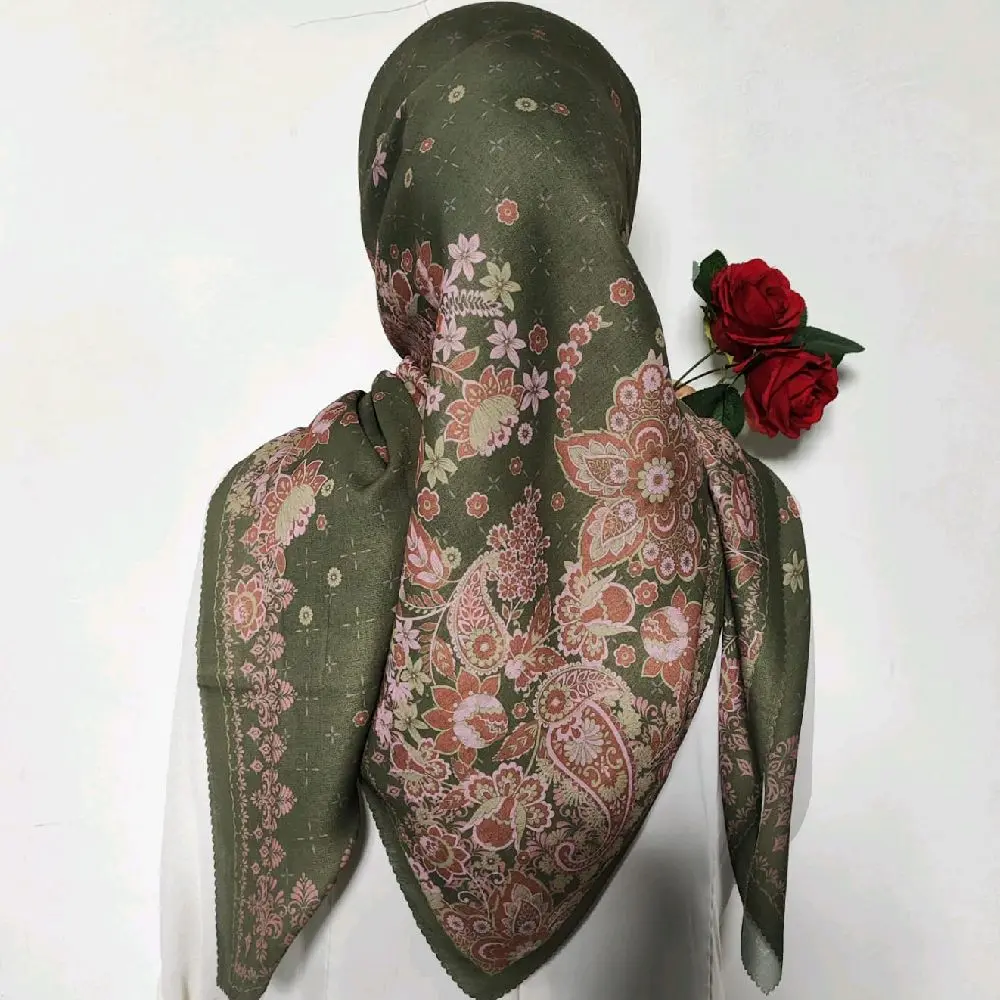 Hijab Kerudng Segi Empat Motif Cantik Jumbo 130x130 Katun Voal Nyaman